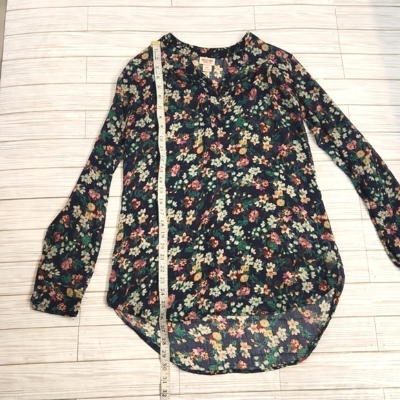 Womens Mossimo navy floral sheer long sleeve top size Small. - Picture 14 of 16